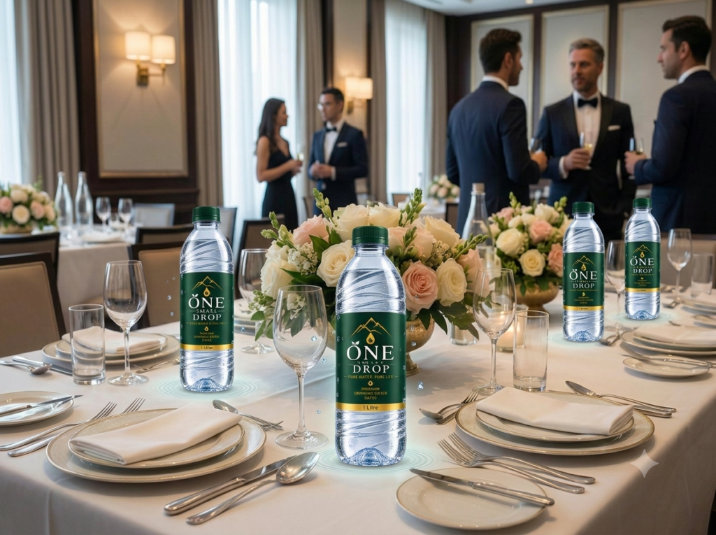 one small drop packaged drinking water for events