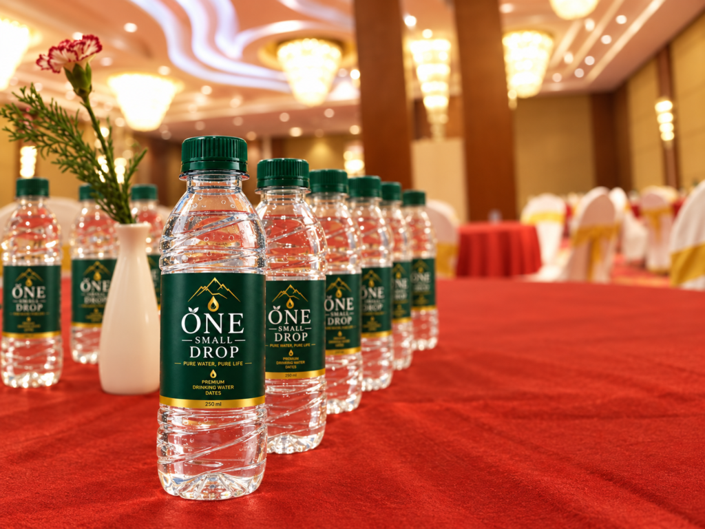 one small drop packaged drinking water for hospitality
